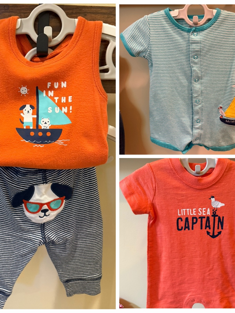 Carter's Baby Boy BEACH Romper 4 Piece Outfits Size 3 Months